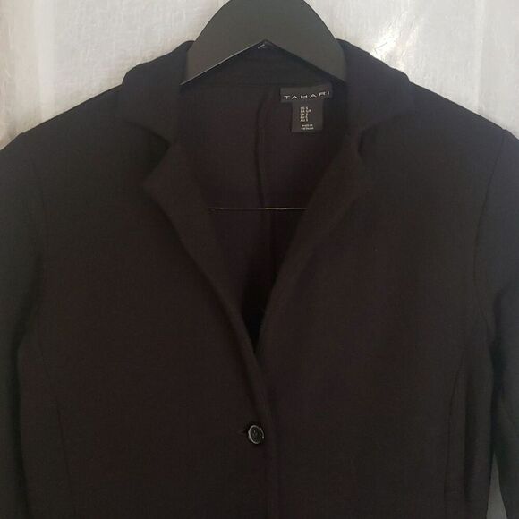 Tahari Jacket Size S Black Long Sleeve Button Up Double Waist Pocket Shacket - Picture 3 of 10